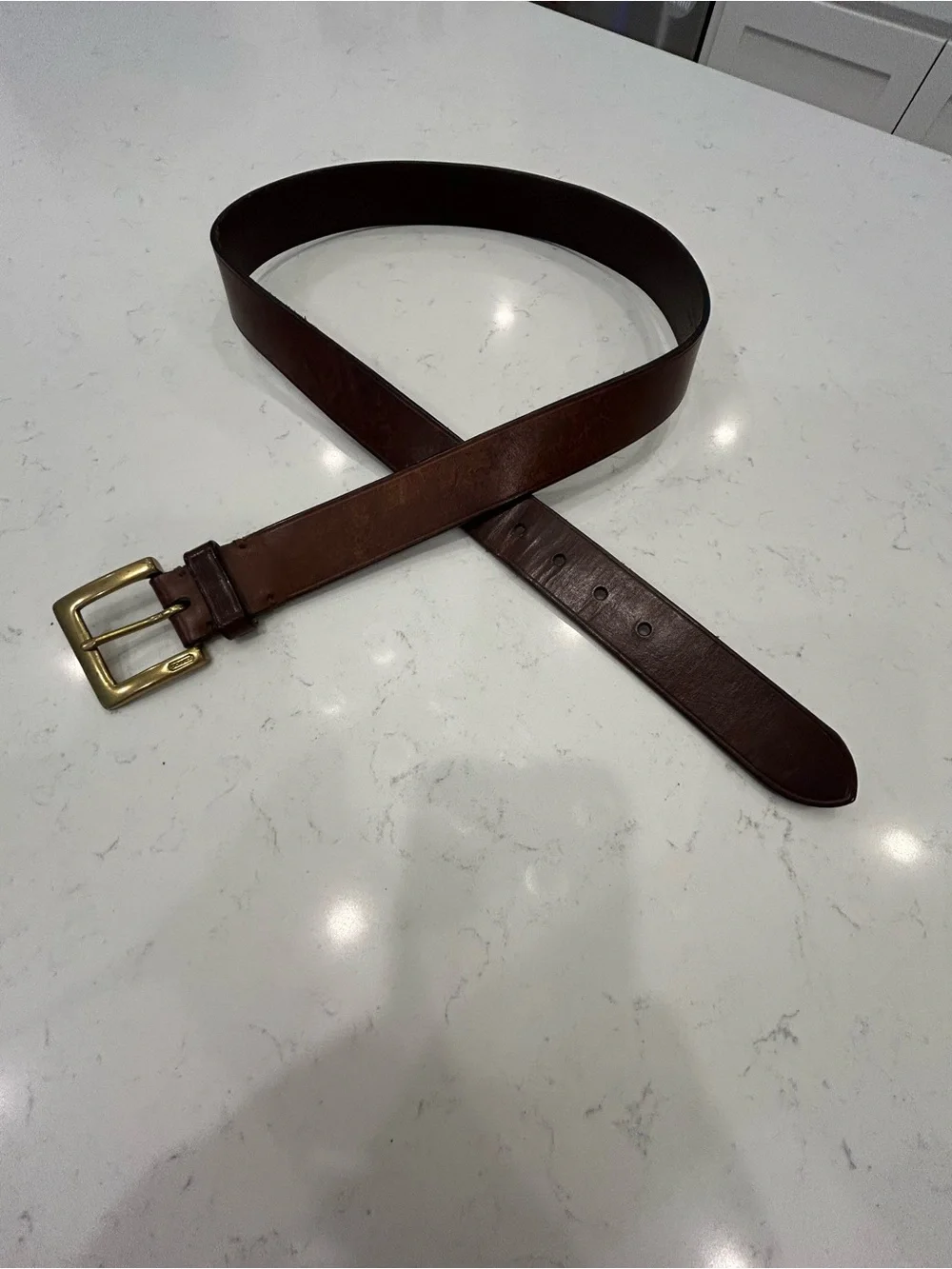 Coach Brown Leather Belt with Brass Buckle